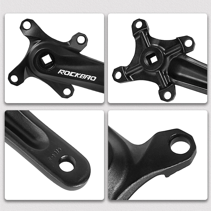 ROCKBAO Bike Crankset 104BCD 170mm MTB Square Hole Sprocket  32/34/36/38T Mountain Bicycle Crank Bottom Bracket