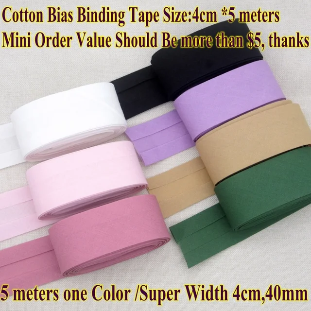 40mm x 5meters Cotton Bias Binding Tape Size Super wide Fold Tape DIY handmade sewing material cloth tape ribbon 2