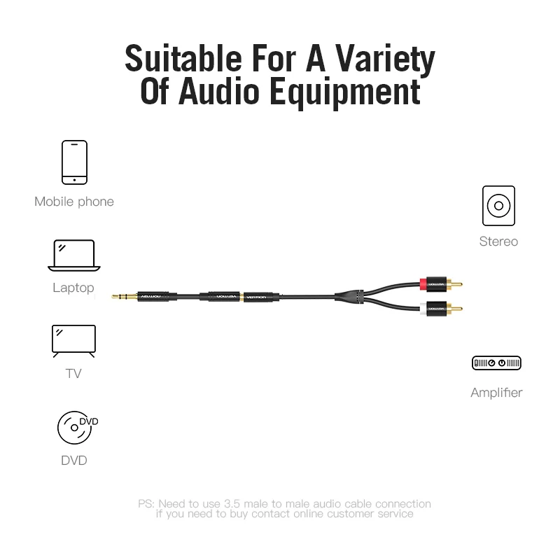 Vention  3.5mm -2RCA   ̺ RCA  й Y ̺ iPhone  Ȩ þ DVD  AUX