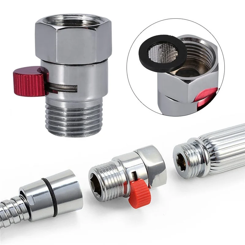 Bathroom Shower Brass Junction Water Flow Control Valve Straight through Shut -off Angle Valve Bath Water Tap Accessory