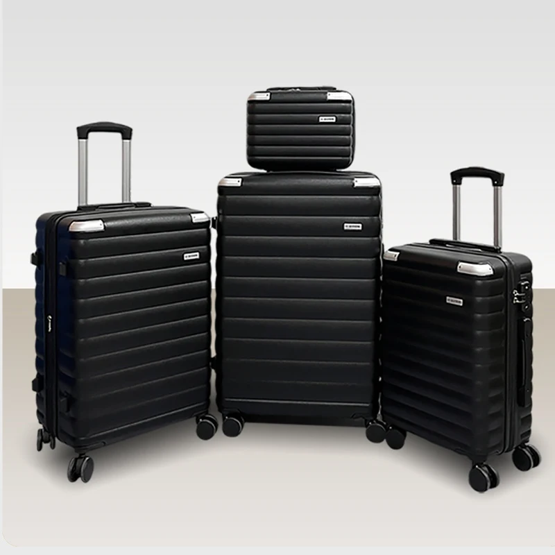 Nieuwe set van 2 ABS-bagage met 4 wielen, afsluitbare telescopische handgreep, handbagagekoffer in zwart en blauw._voghion.com