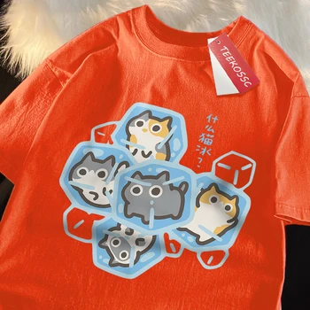 قطط جليدية، رسوم متحركة مرحة، قطط، ملابس مطبوعة، مقاسات كبيرة 10