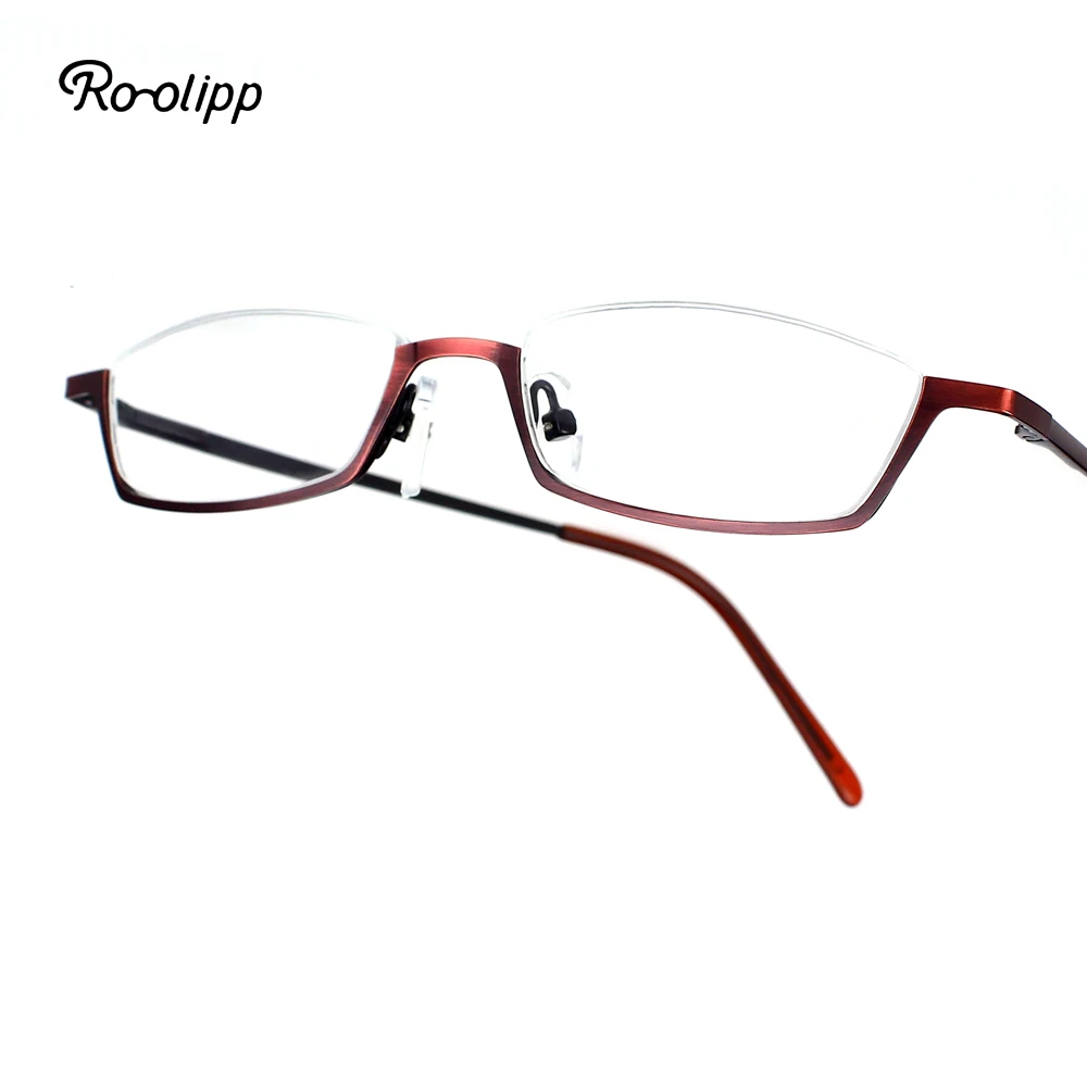 Lesebrille für Männer quadratische Legierung Brille Halb rahmen Beine können Draht ziehen Prozess erweitern