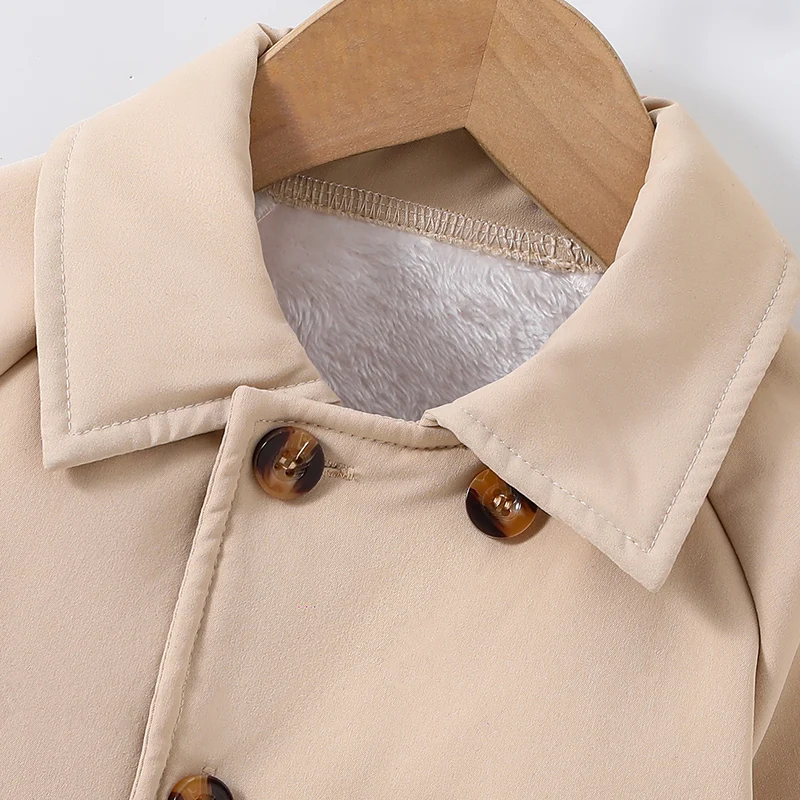 Girls Casual Fashion Double Breasted Fleece Windbreaker Children's Autumn and Winter Coat kids jacket girls trench coats