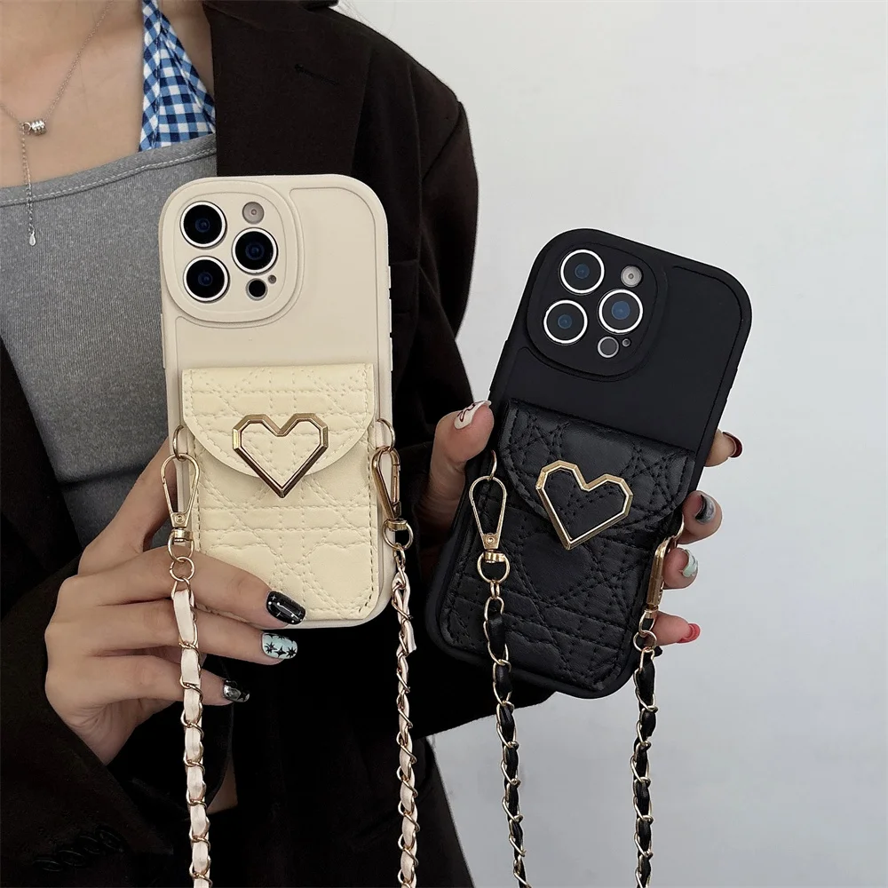 Leather Crossbody Wallet Card Holder Phone Case with Protective Cover
