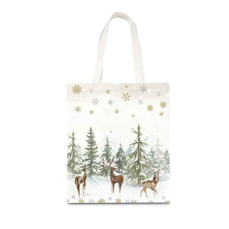 Cloth Christmas Gift Canvas Bag Snowman Three Dwarfs Bag Christmas Eve Tote Bag Candy Handbag Navidad Joy 2025 Party Supplies LI