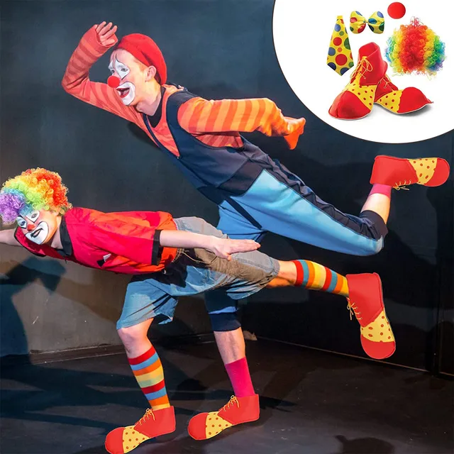 Clown Costume For Kids Clown Nose Clown Bow Tie And Shoes Clown Nose Accessories Bow Tie For Boys And Girls Carnival Party 4