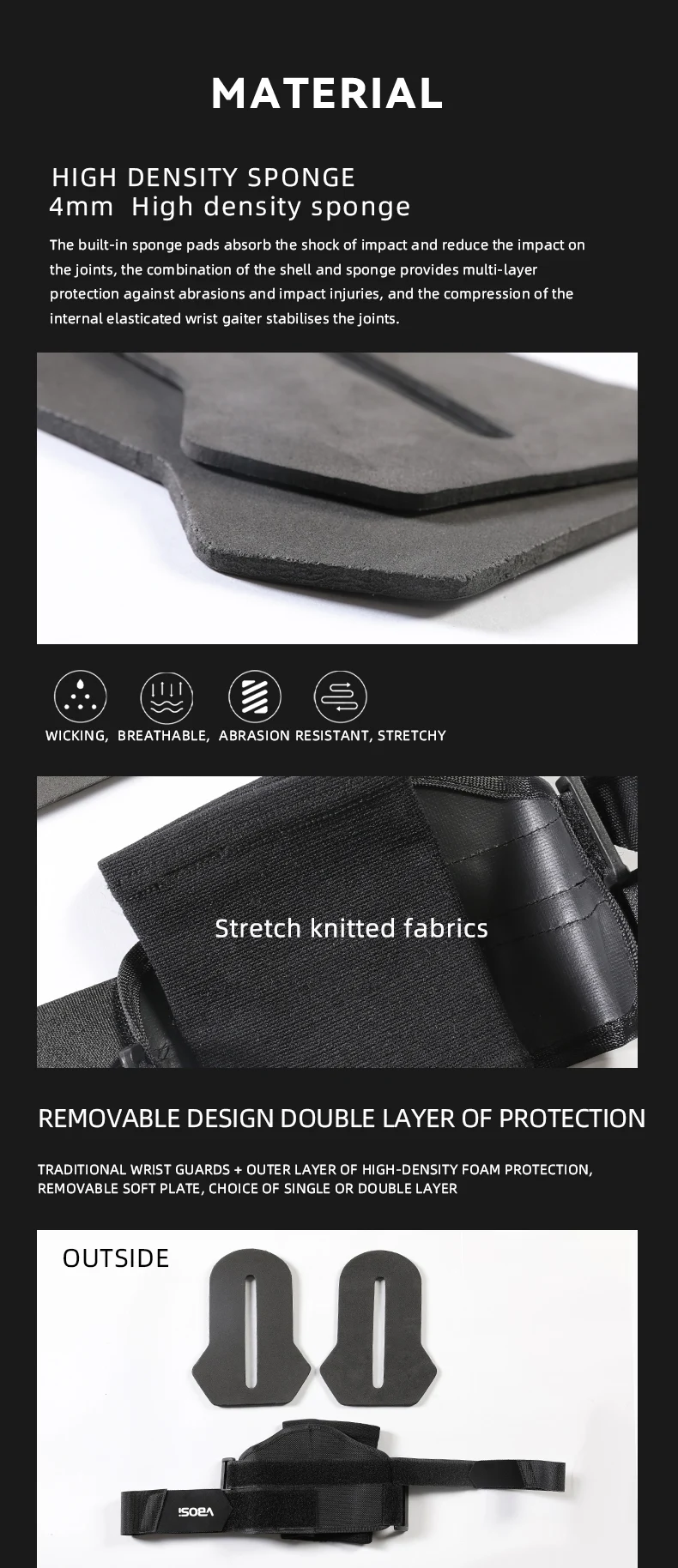 VBOSi 1-teilige Handgelenkstütze, langlebiges Design für den täglichen Gebrauch, ideal für Fußballspieler und Sportbegeisterte – Detail 3