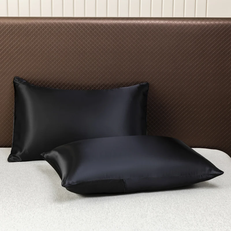 Description Picture 6 of itemHigh End Black Queen Size Bed Sheet Set Luxury Solid Satin Silk Bedsheet Set High Quality Twin Full King Sheets and Pillowcases