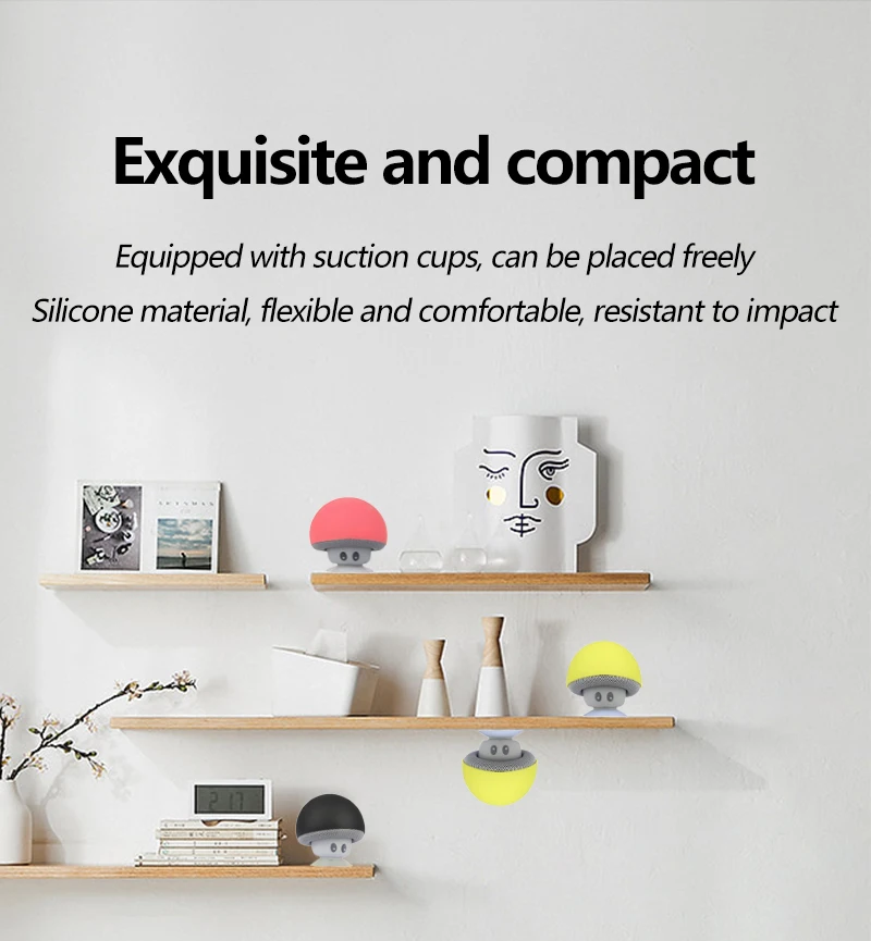 Mini Mushroom Bluetooth Speaker Creative Mini Suction Cup Portable Smart Speaker for Phones Cross-border Cartoon Gift wireless bluetooth speaker portable bluetooth speaker portable speakers audio speakers