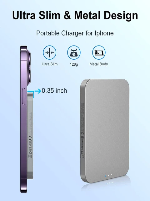 Magnetic Power Bank 5000mAh Portable PD 20W 15W Wireless Fast Charger External Auxiliary Battery Pack for iPhone 14/13/12 Series