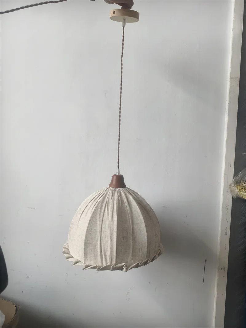 Shop pendant lamp Nordic retro countryside simple Japanese casual fabric bedroom living room dining room decoration hanging lamp