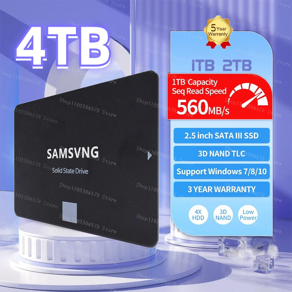 

High Speed 2.5Inch 4TB 870EVO Portable SSD Sata Hard Drive For Laptop Micro PS5 Desktop 2TB 1TB Internal Solid State Hard Disk