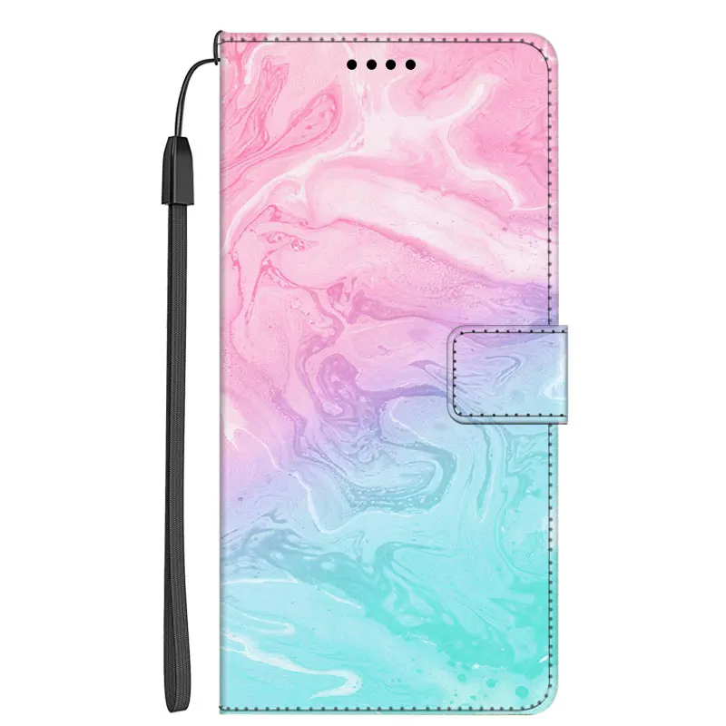 Luxury Marble Leather Flip Wallet Phone Case with Stand and Book Cover Design