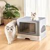 1pcs Large fully enclosed cat litter box with folding drawers for odor removal, cat toilet with extra-large splash-proof design 2