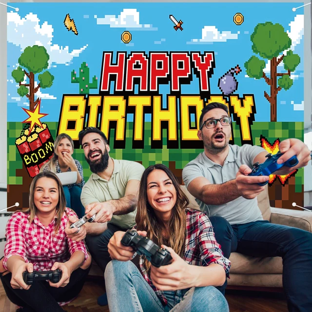 Pixel Happy Birthday Banner - Mining Themed Party Decor For Gaming & Miner Fans - View #6