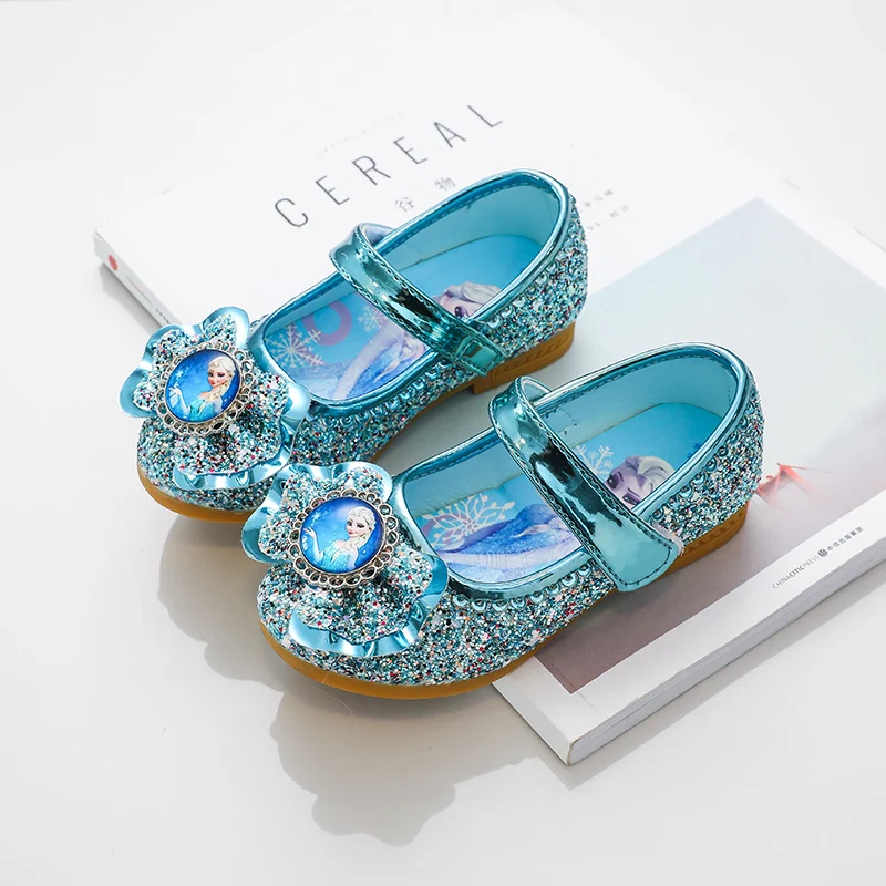 Baby Shoes Kids Shoes Kids Flats Disney Frozen Elsa Princess Designer Crystal Flat Shoes Kids Bling Slip on Baby Girls Shoes Child Flats