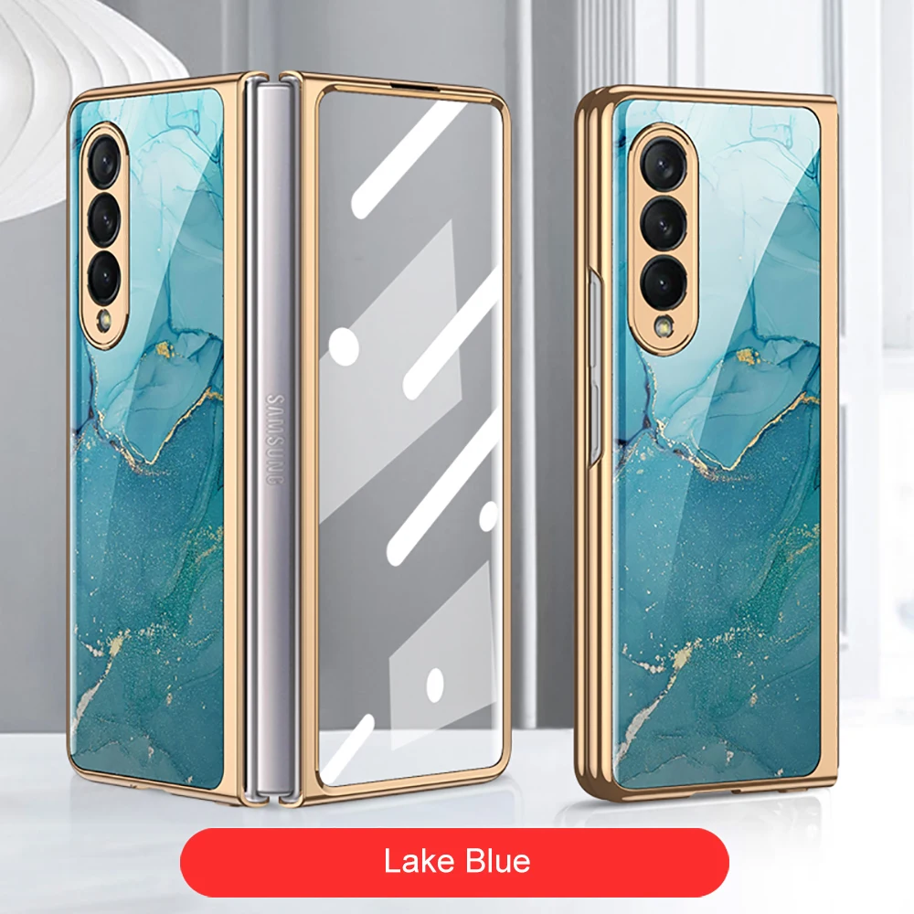 samsung silicone Sang Trọng Kính Cường Lực Dành Cho Samsung Galaxy Z Gấp 3 Ốp Lưng 5G Mạ Nhựa Khung Kính Cứng Dành Cho galaxy Z Fold3 kawaii phone case samsung Cases For Samsung