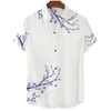 Pure White Simple Design Cherry Blossom Print Men's Casual Short Sleeve Shirt Summer Floral Casual Vacation Men's Top Oversized 4