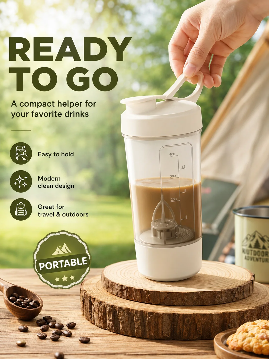 Portable Auto Stirring Cup, Transparent Measuring Electric Blender USB Charging for Milk Powder Smoothies 3