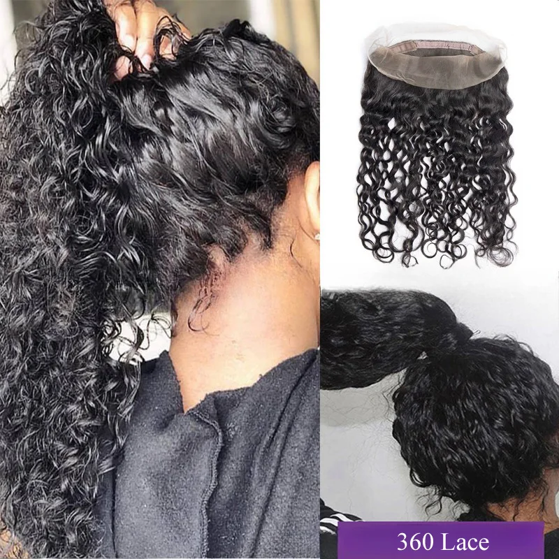 360 Lace Frontal Closure Water Wave Human Hair Brazilian Remy Hair Soft and Silky For Women Water Wave 360 Lace Closure