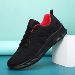 Men's Summer Lightweight Mesh Running Sneakers - Outdoor Sport and Fitness Shoes - 45 (Black Red)