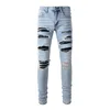 New Fashion Purple Jeans Man with Distressed Hole Patches Fashion Repair Low Rise Skinny Denim Pants 28-40 Size 2