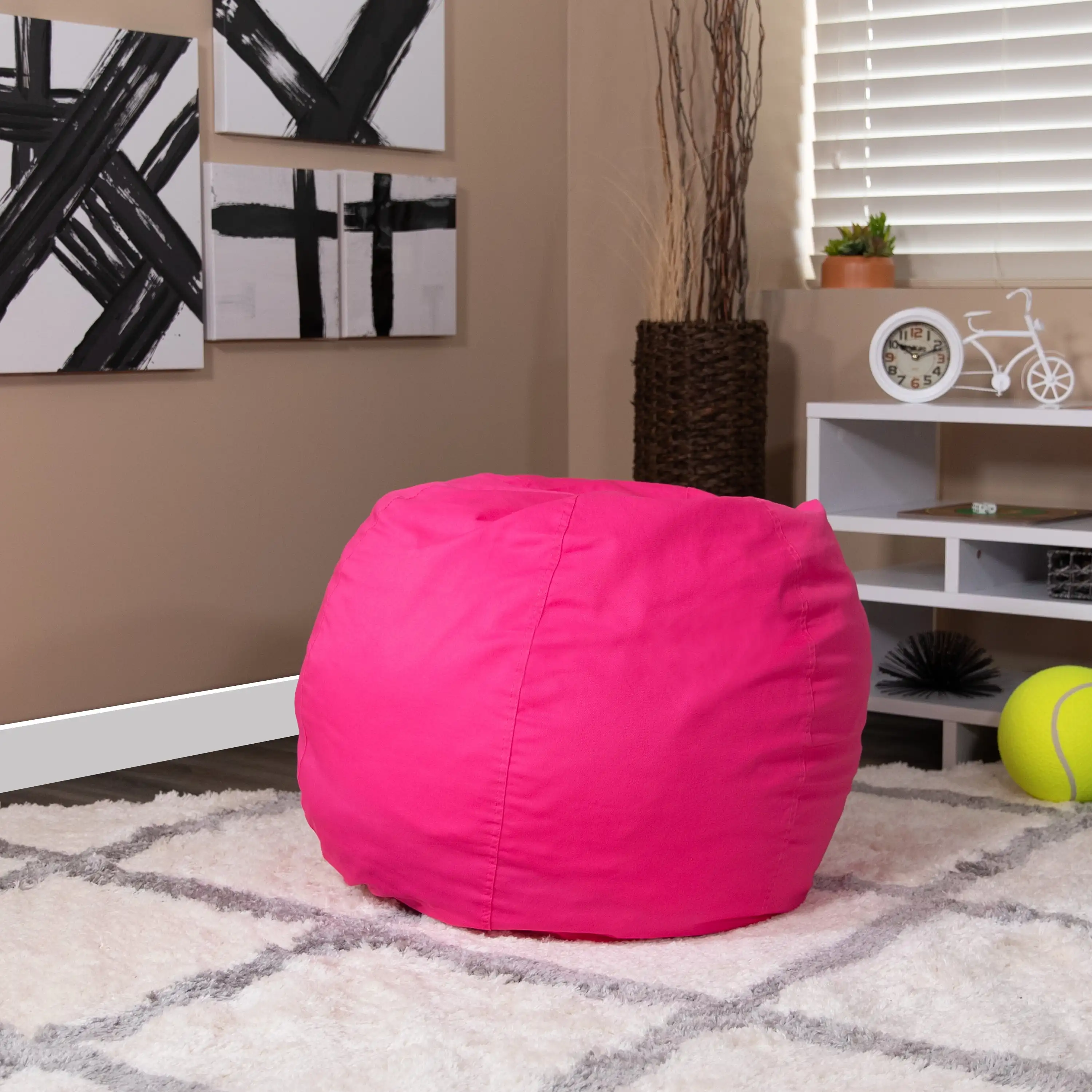 

Small Hot Pink Refillable Bean Bag Chair for Kids/Teens Bean Bag Chairs Lazy Floor Couch Tatami Sofa for Living Room Bedroom