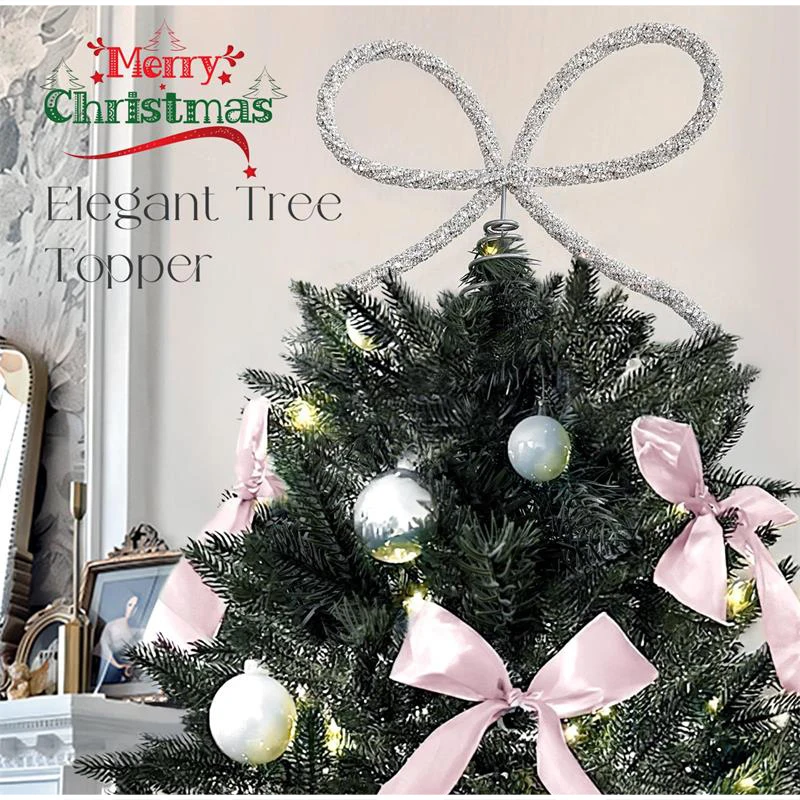 Neue Strass Bogen Weihnachtsbaum Topper Metall Extra Große Weihnachtsbaum Ornament Dekorative Requisiten Für Zuhause – Detail 7