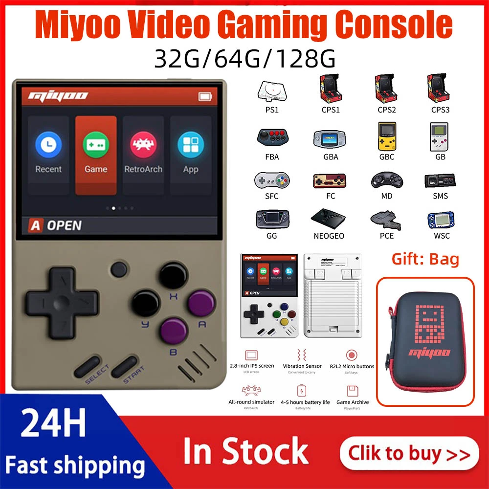 Miyoo Mini 2.8 Inch IPS HD Screen Retro Video Gaming Console Portable Handheld Classic Linux System Gaming Emulator Linux System