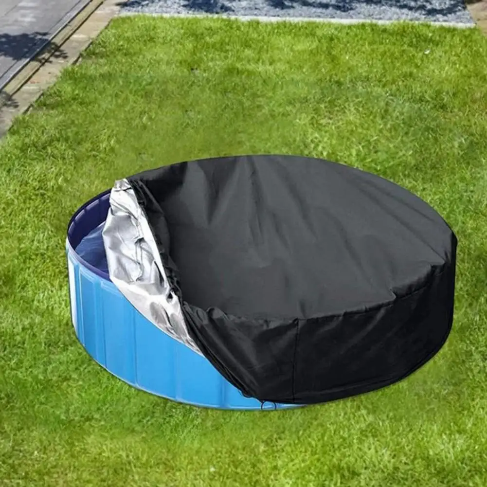 

Pool Cover Drawstring Design Pool Cover Debris Prevention Foldable Drawstring Round Pool Cover Waterproof Dustproof for Pet