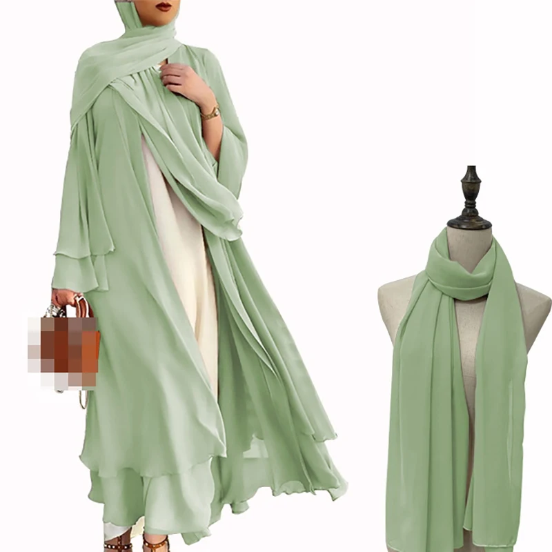 Ramadan Hijab Dress for Women Islam Femme Modest Dresses Eid Muslim Suit Open Dubai Abaya Kimono Turkey Kaftan Robe 1