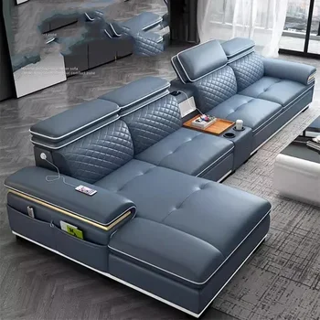 Luxury Corner Lounge Sofa & Recliner Set — Designer Leather Armchair & Modular Relaxing Couch 5