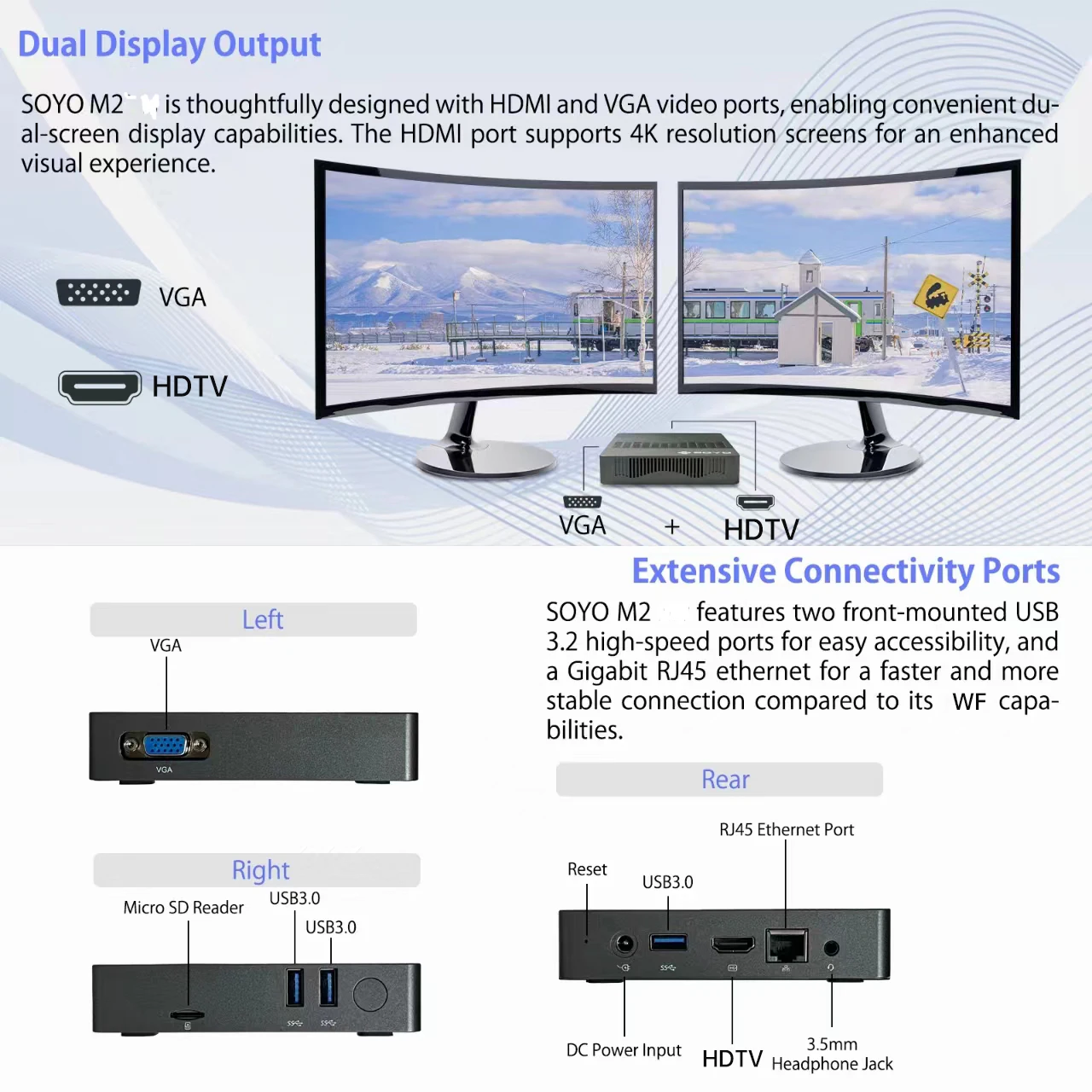 SOYO M2 Mini PC: Powerful 6GB RAM, 64GB EMMC, Intel N4000, Windows 11 - Compact & Ideal for Home, Business & Gaming 4