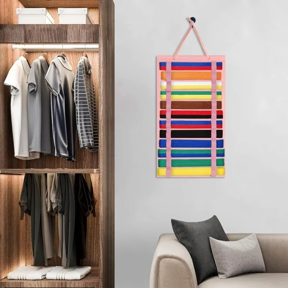 New Portable Karate Belt Display Stand with Hanging Medal Sticks Lightweight Storage Rack Felt Hanging Bag Storage Bag Gift