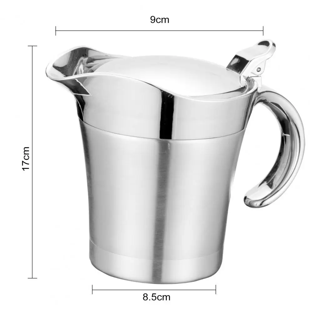 400/800ml Gravy Boat Stainless Steel Sauce Pot With Hinged Lid Double Wall Insulated Gravy Pitcher Milk Jug Dispenser For Sauce