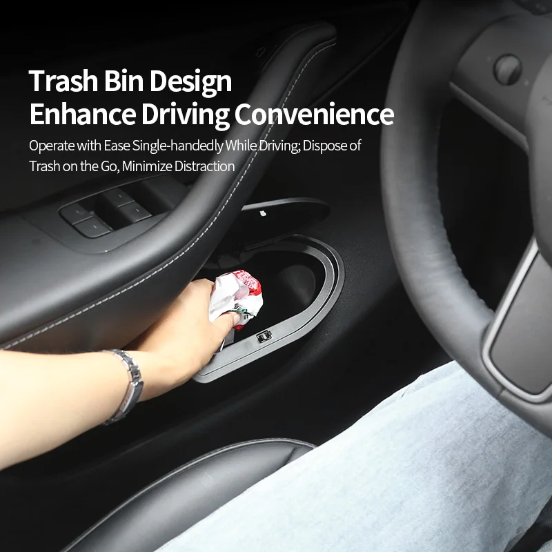 Interior Accessories ABS Storage Box Modification Accessories For Tesla Model Y Door Trash Can Rear Press Type Trash Can
