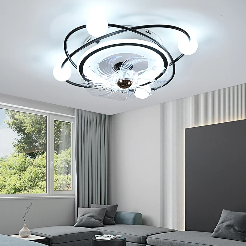 Ventilatore da Soffitto con Luce e Telecomando Dimmerabile Ventilatore a  LED Invisibile Moderno e Creativo 3 velocità del Vento Regolabile :  : Illuminazione