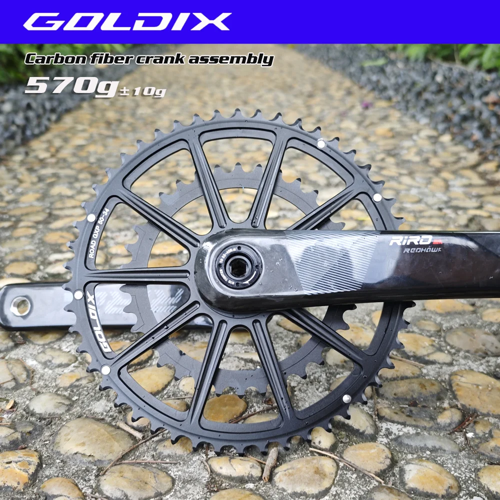 

GOLDIX RIRO Road Bicycle Carbon Fiber crank set 170MM support single/double plate installation 24MM intermediate shaft 50-34T
