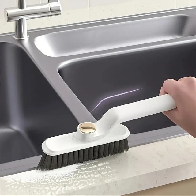Brosse de nettoyage polyvalente pour carrelage de salle de bains, brosse de nettoyage pour fentes rotatives avec extrémité morte, poils solides, fournitures de nettoyage 5