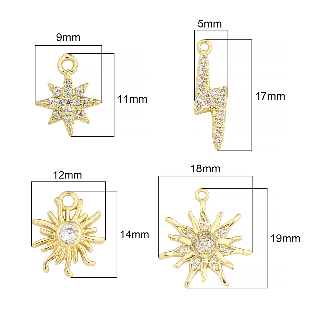 Pendentif en forme de soleil en laiton plaqué or 14 carats et zirconium pour femme 2025, 1 pièce/emballage_voghion.com