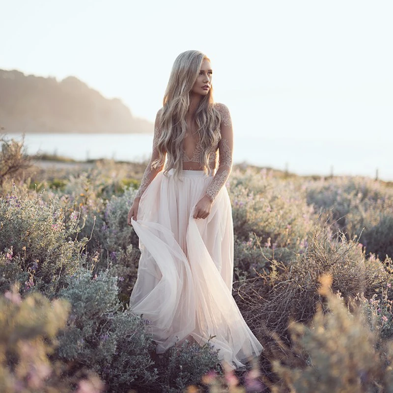 

Simple Garden Beige A-line Tulle Skirts Women Zipper Floor Length Long Bridal Tulle Skirts Female Bottom Summer