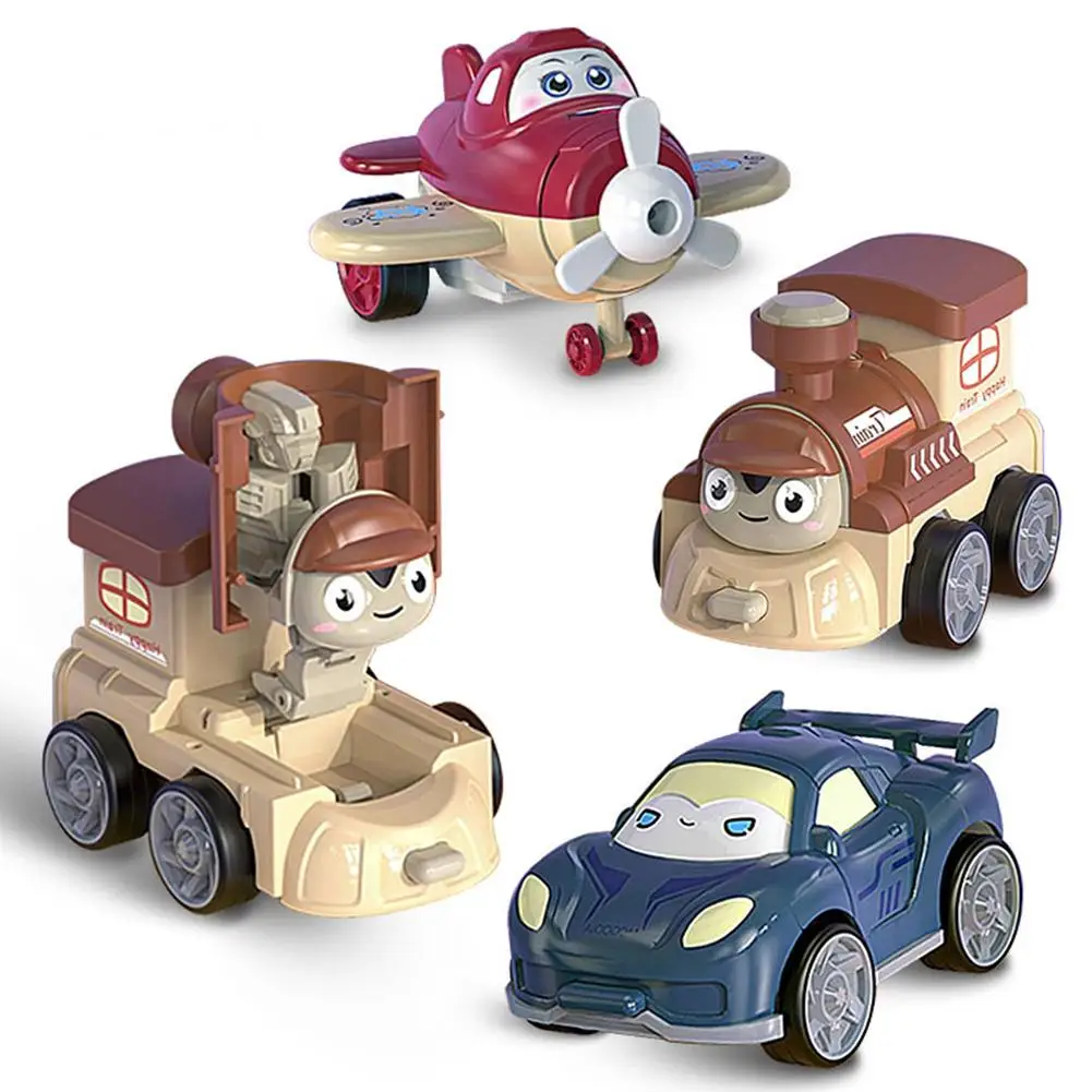 

Children Collision Deformation Toy Stunt Pull-back Sports Car Train Aircraft Toys Gifts For Boys Girls