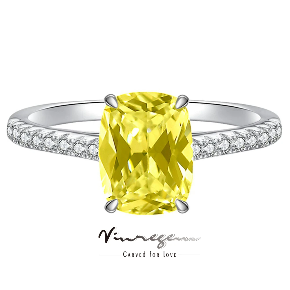 

Vinregem 8*10 MM Lab Created Aquamarine Citrine Gemstone Ring For Women 100% 925 Sterling Silver Wedding Engagement Fine Jewelry