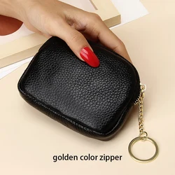 Elegant Genuine Leather Mini Purse - Luxury Designer Card Holder & Coin Pouch (Black)