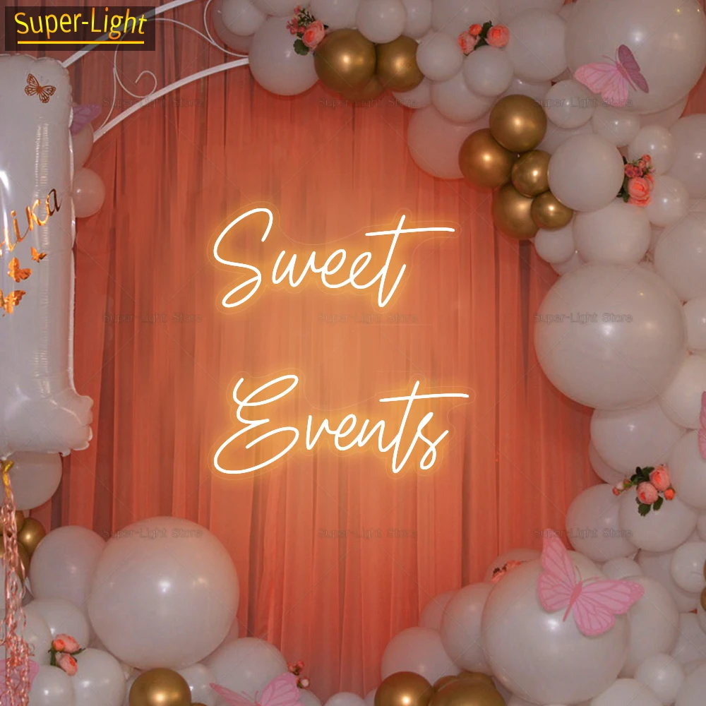 Sweet Events Led Neon Sign for Party Wedding Birthday Light Signs Wall Home Decoration Personalized Neon Lights natural wood memo clips wooden card photo holder clamps stand card desktop message crafts for wedding party events decoration