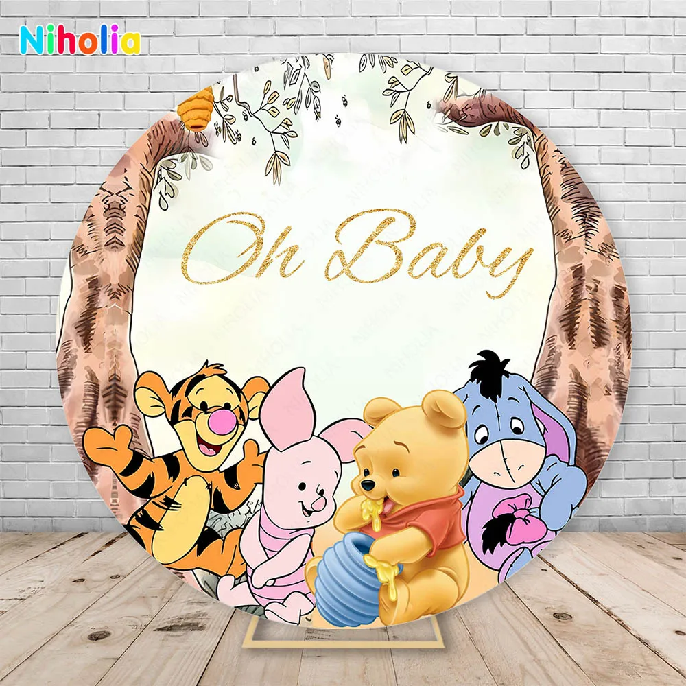 Winnie The Pooh Pano de Fundo Baby Backdrop Capas Elásticas Kids 1st Birthday Party Urso Honey Jar Background Baby Shower Decorações o - Image 2