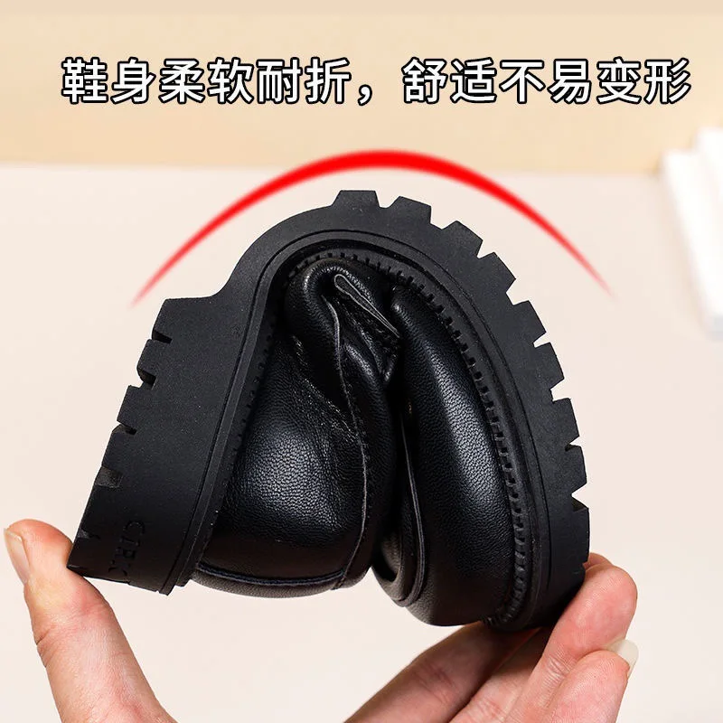 Laofers للأطفال منصة سوداء براءات الاختراع والجلود...