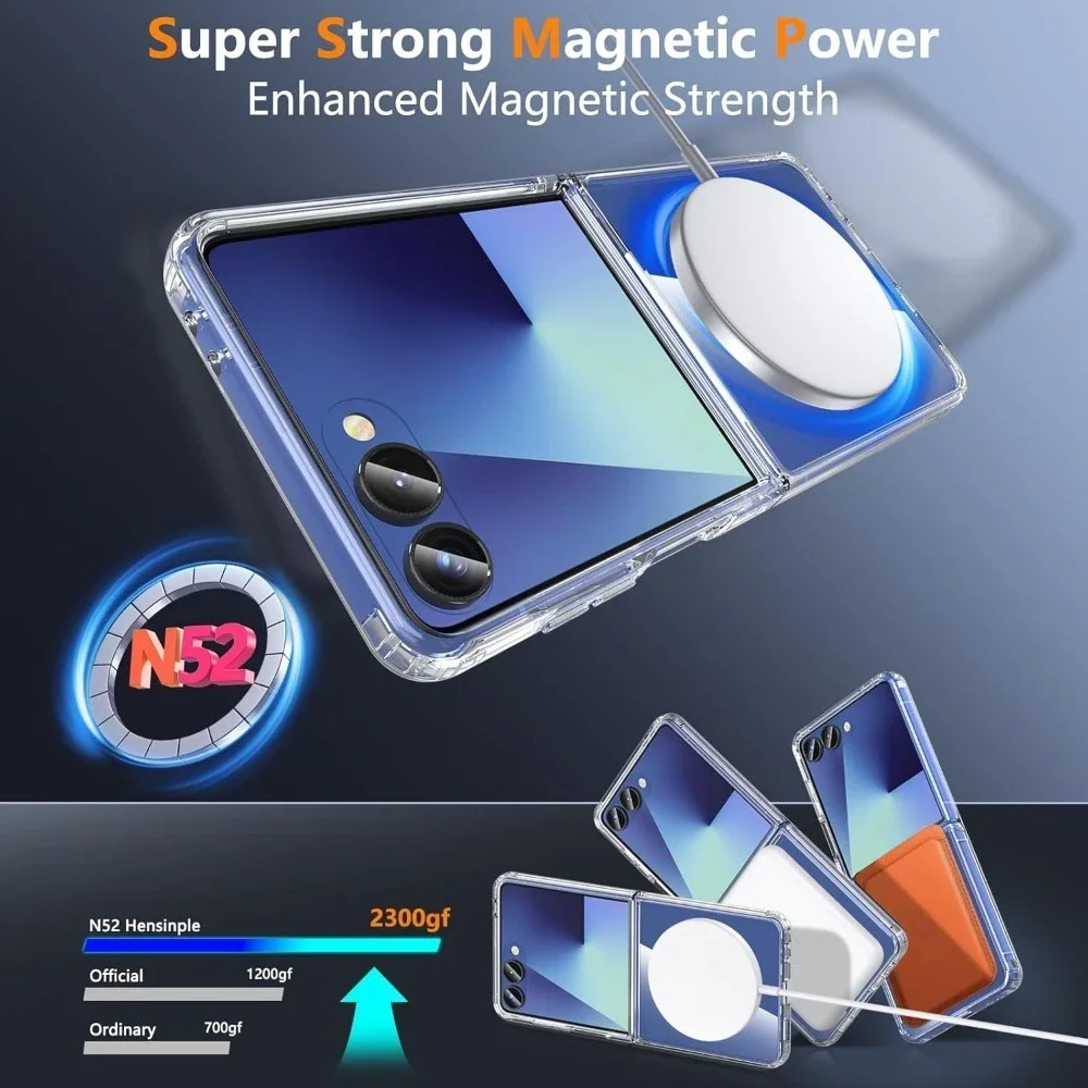 Premium Transparent Magnetic TPU Acrylic Protective Case with Wireless Charging Support