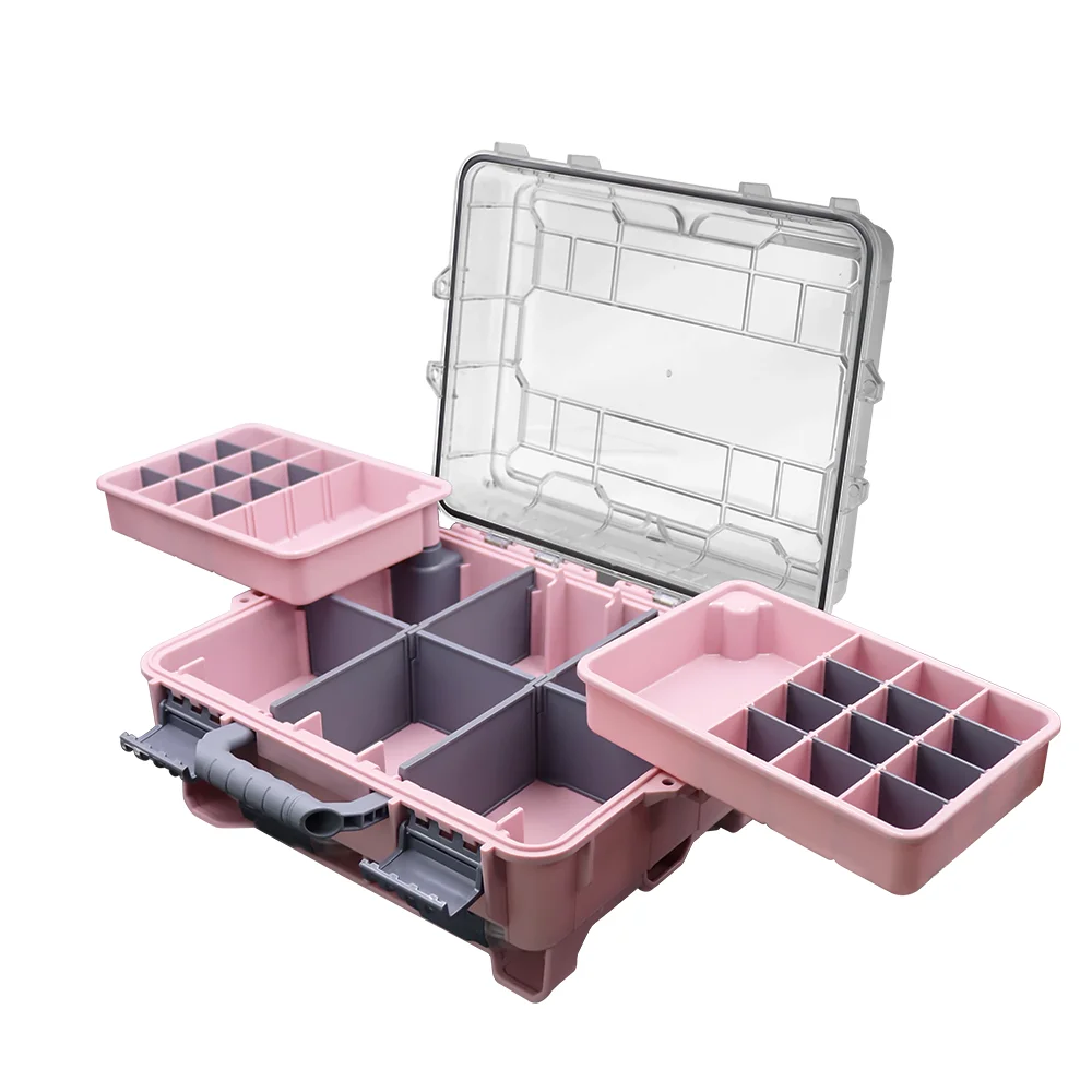 ZYZHE 1 Stück Angelzubehör-Box Multifunktionale Angelwerkzeug-Aufbewahrungsbox Doppelschichtig mit Mehreren Fächern Tackle-Aufbewahrungsbox – Detail 12